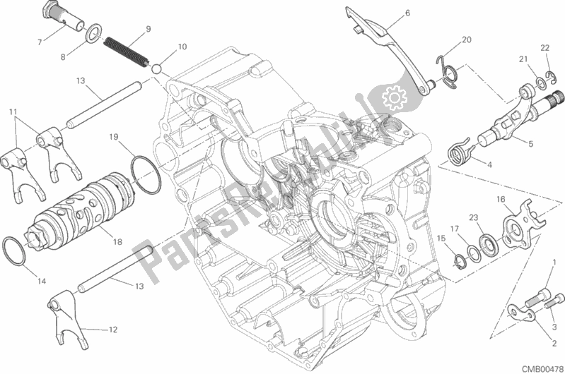 All parts for the Gear Change Mechanism of the Ducati Multistrada 950 Touring 2018